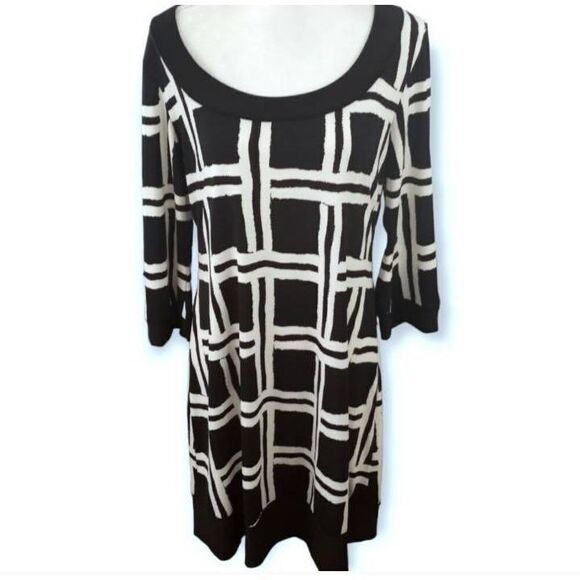 TIANA B. BLACK & WHITE DRESS SZ.L EUC. - Picture 2 of 9